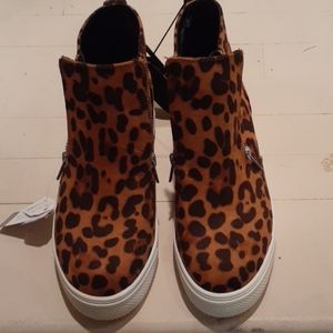 Leopard Wedge Sneakers